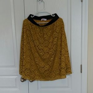 LulaRoe Jill Skirt S Mustard color Rose Lace